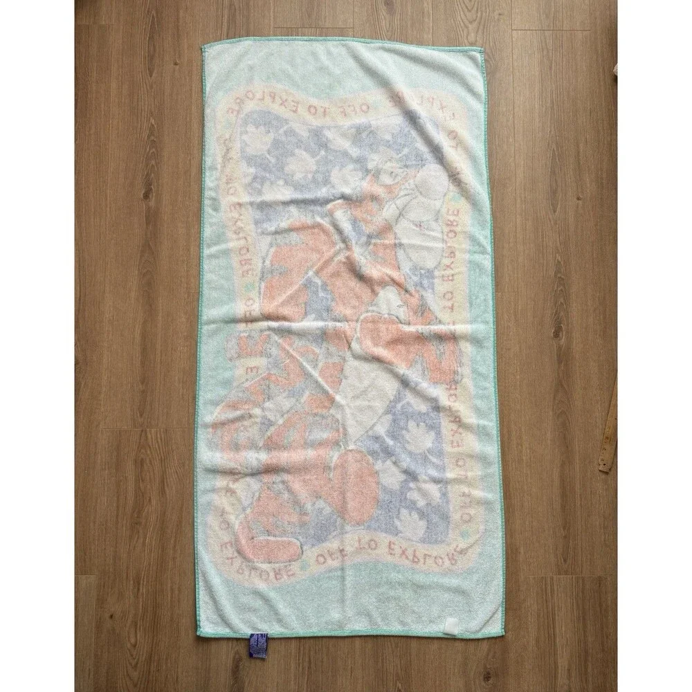 Vintage 90s Winnie The Pooh Tigger 54x27 Beach Towel Off To Explore Disney Y2K